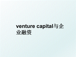 venture capital与企业融资.ppt