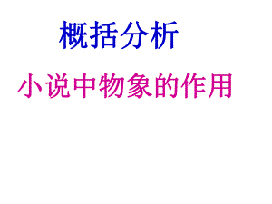 小说物象作用2016分析ppt课件.ppt