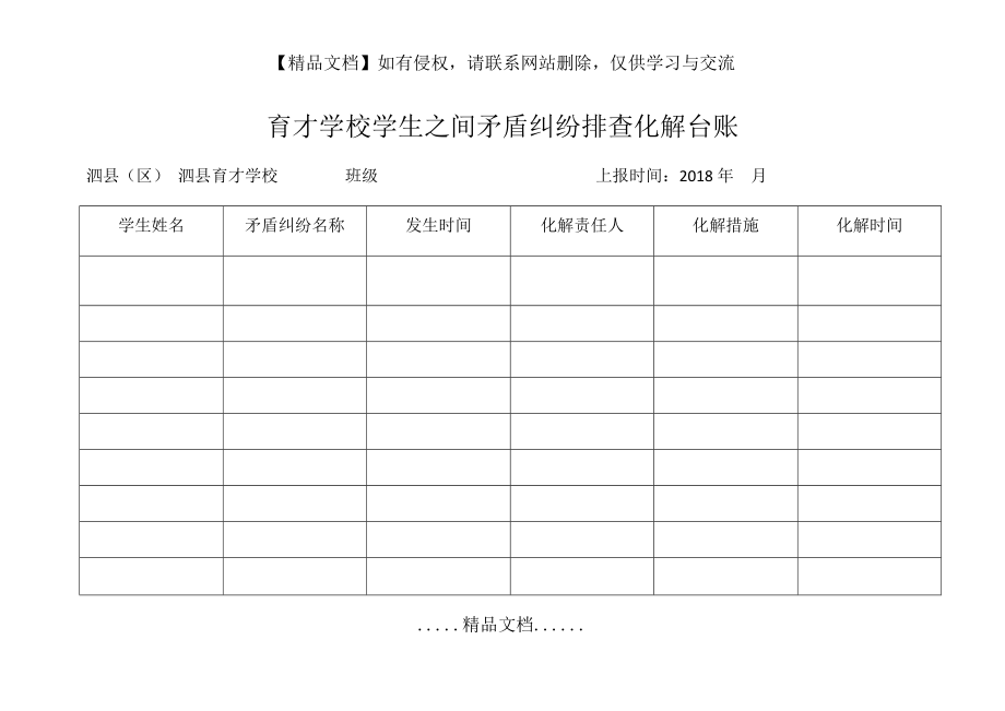 育才学校学生之间矛盾纠纷排查化解台账.doc_第2页