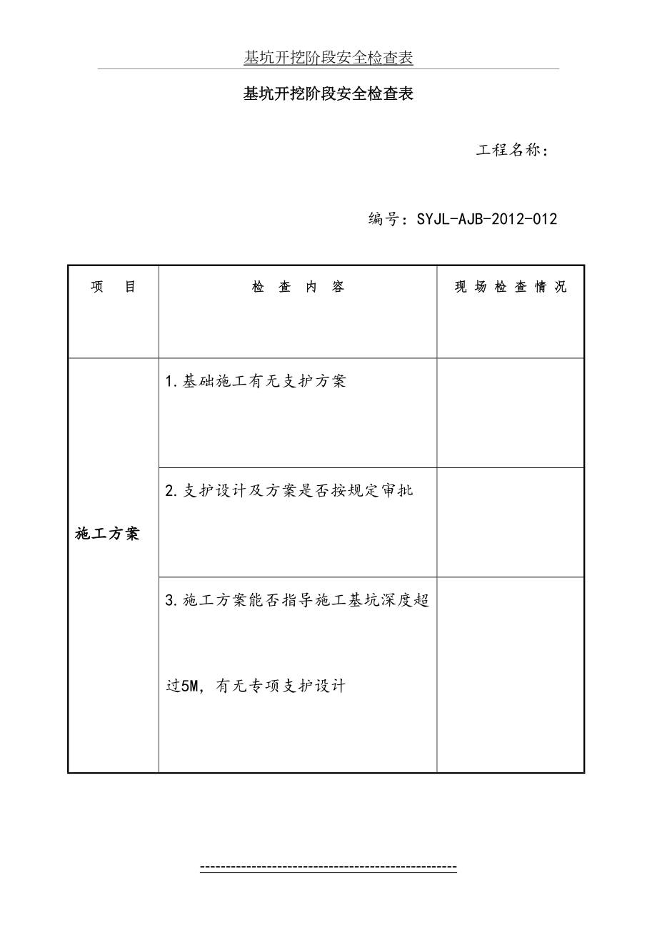 基坑开挖阶段安全检查表.doc_第2页