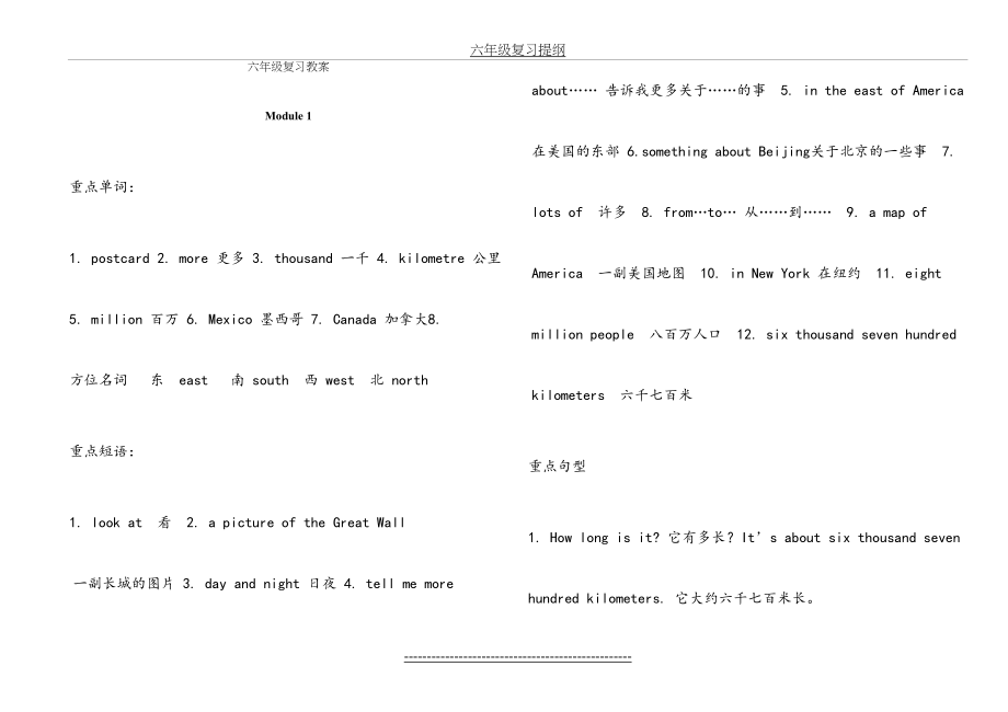 外研社版三起小学英语六年级上册复习提纲M1-M5.doc_第2页