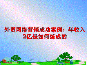 最新外贸网络营销成功案例：年收入2亿是如何炼成的幻灯片.ppt