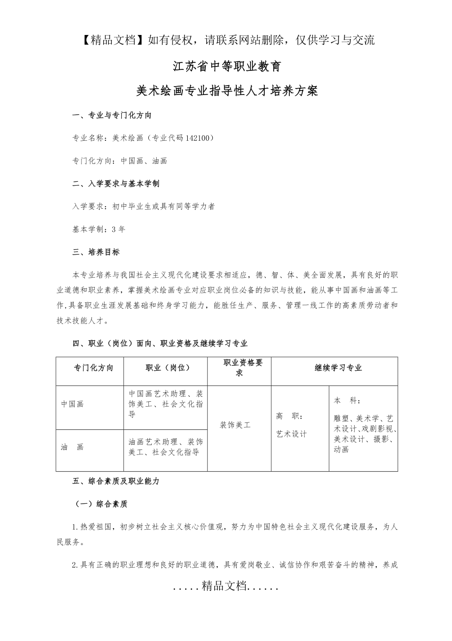 美术绘画专业人才培养方案.doc_第2页