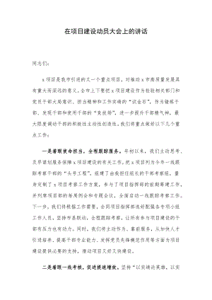 在项目建设动员大会上的讲话.docx