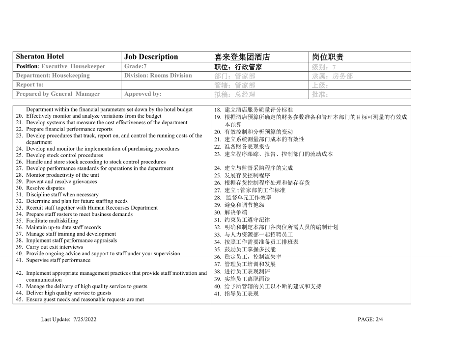 喜来登(Sheraton)酒店房务部行政管家岗位职责.doc_第2页