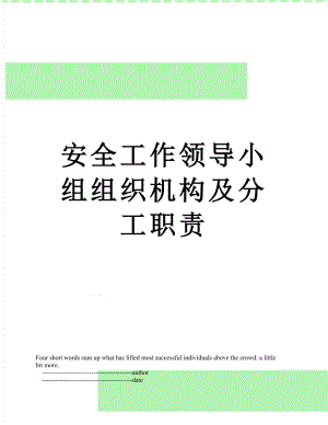 安全工作领导小组组织机构及分工职责.doc