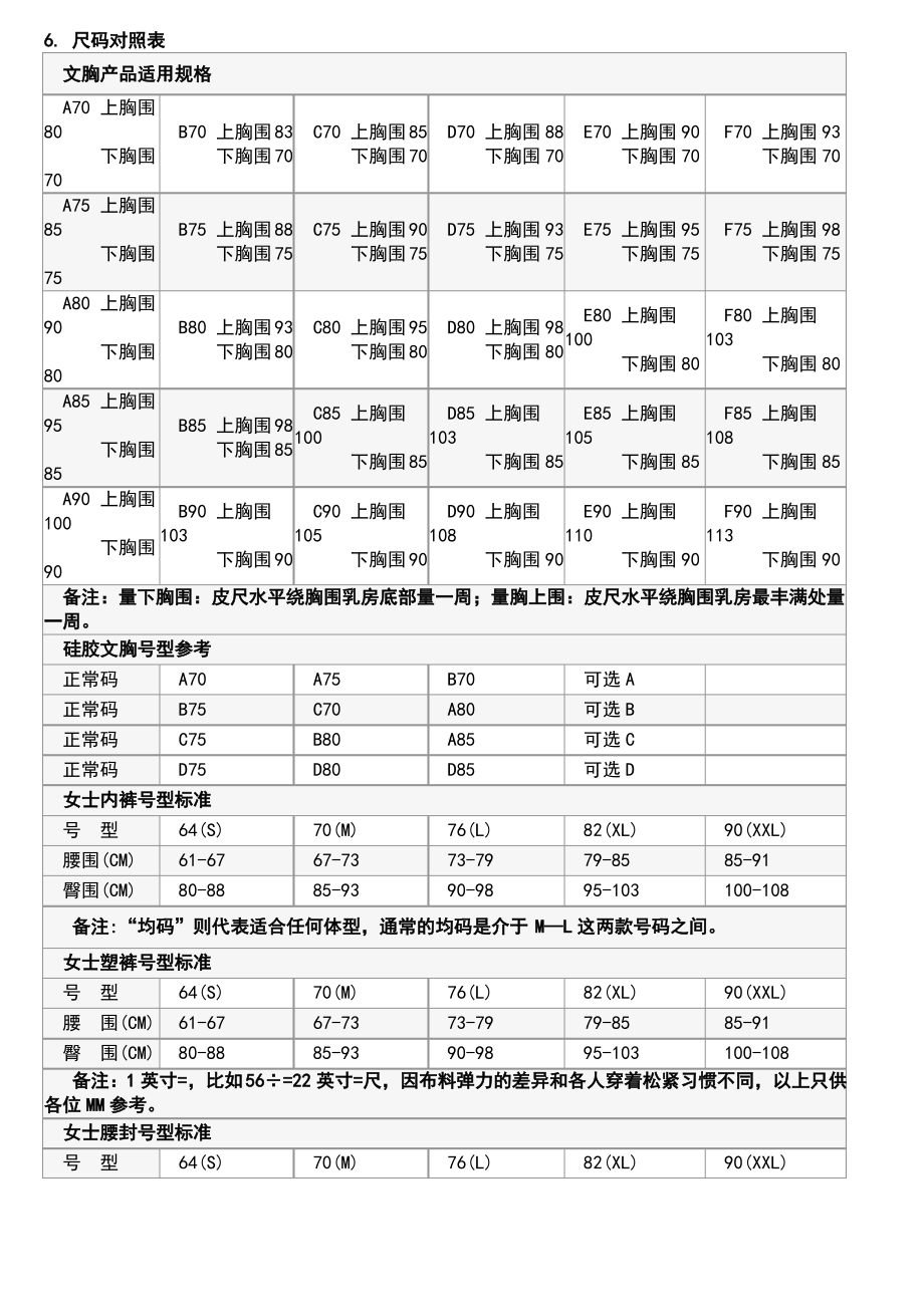 尺码对照表.pdf_第1页