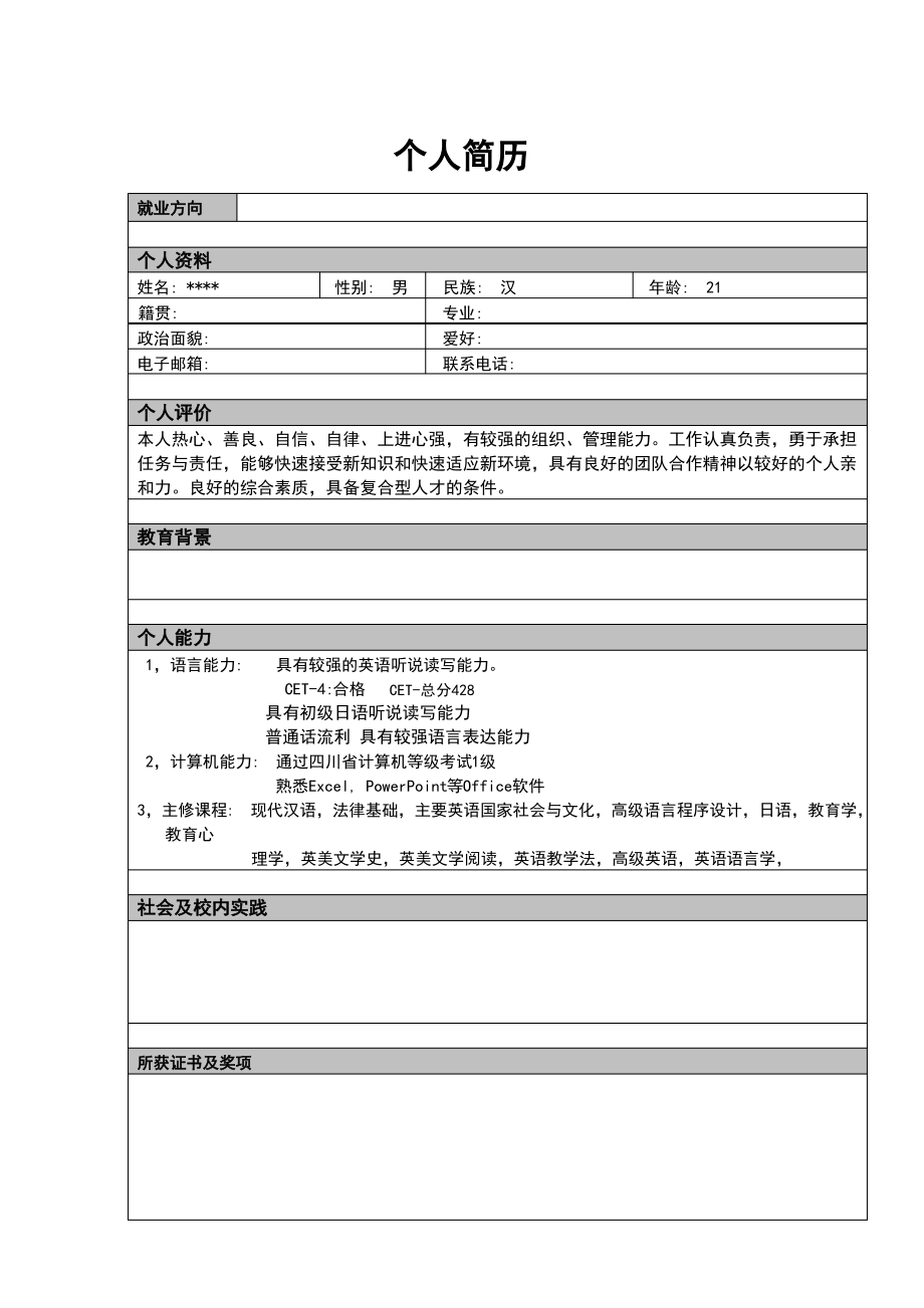 大学生研究生博士生个人简历模板大全word版.pdf_第2页