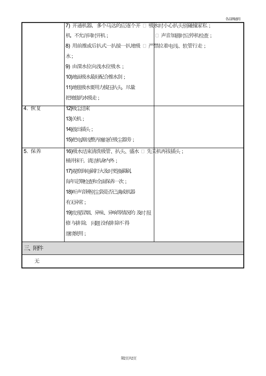 客房部酒店PA保洁员服务员清洁打扫卫生标准 （PA-SOP-012）吸水机操作流程.doc_第2页