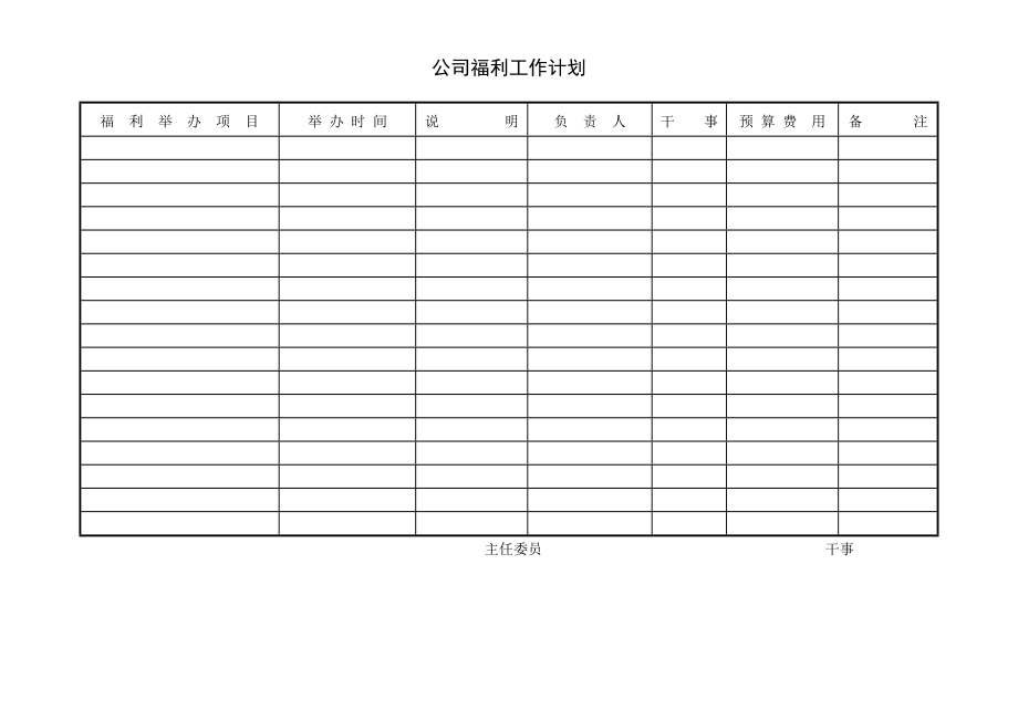 6G管控绩效考核系统薪酬福利员工福利 公司福利工作计划(1).DOC_第1页