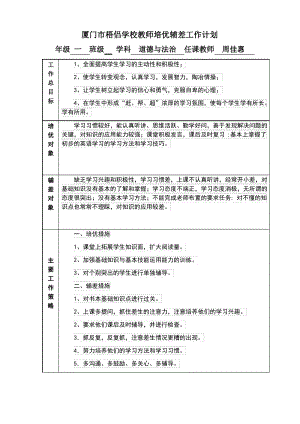 统编版一年级下册道德与法治培优辅差工作计划.pdf