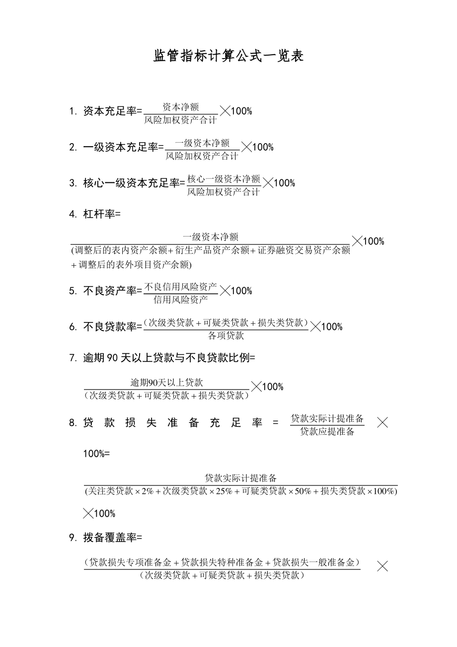 监管指标计算公式一览表.pdf_第1页