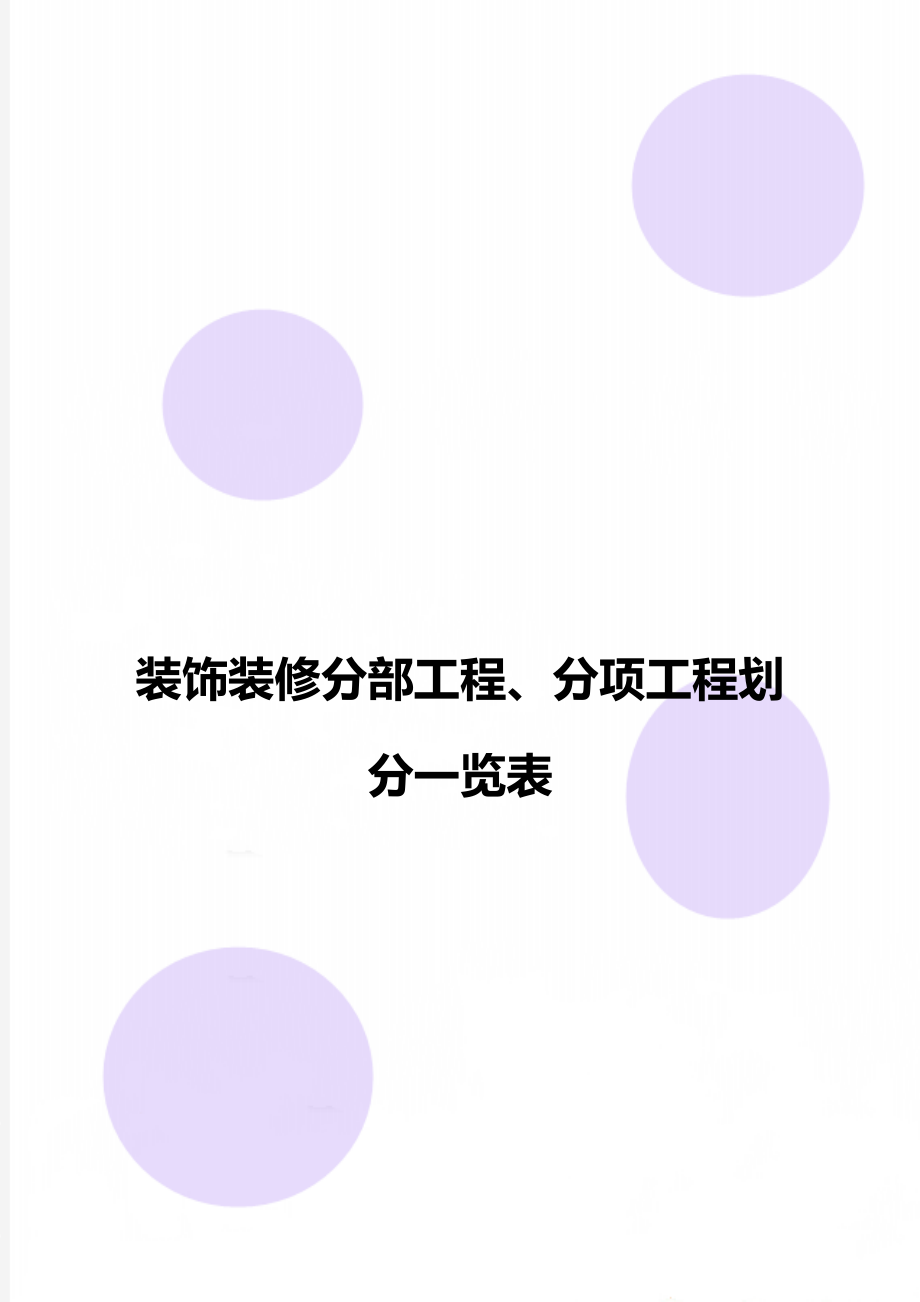 装饰装修分部工程、分项工程划分一览表.doc_第1页