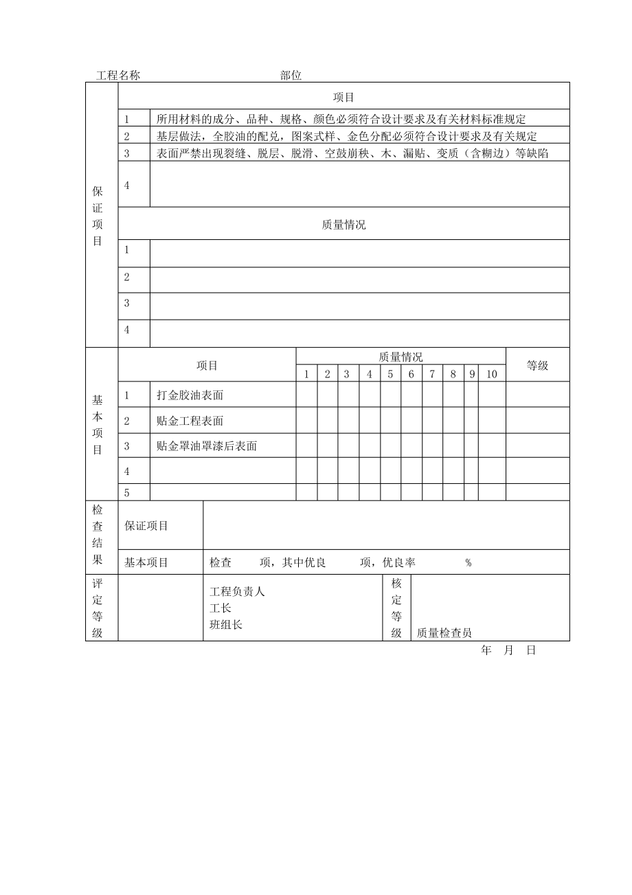 贴金分项工程质量检验评定表.pdf_第1页