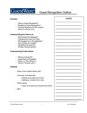 国际联号酒店前厅客房营销礼宾财务运营管理资料 Formatted GW4 Guest Recognition Express Training Outline.doc