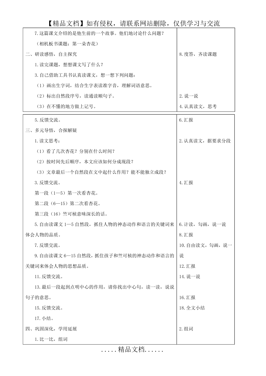 语文：第一朵杏花教案 (苏教版四年级下).doc_第2页