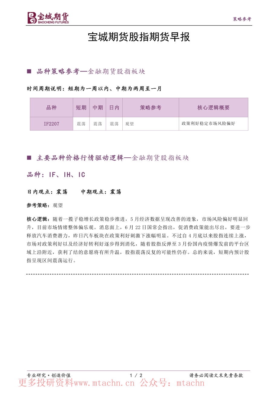 20220624-宝城期货-股指期货早报.pdf_第1页