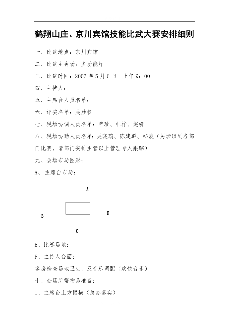 酒店技能大赛全套资料 技能大赛新则.doc_第1页