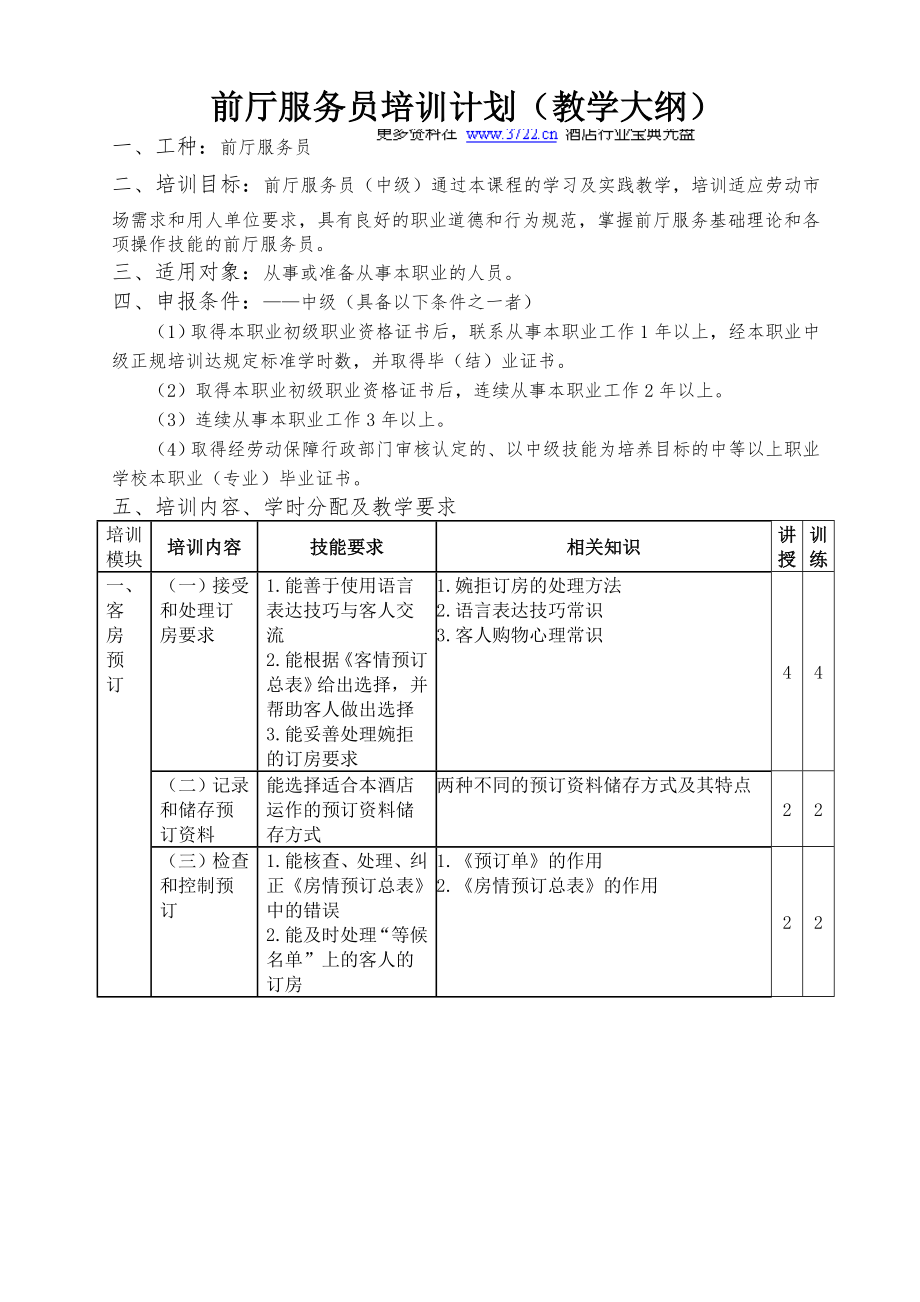 客房、前厅培训计划xin.doc_第1页