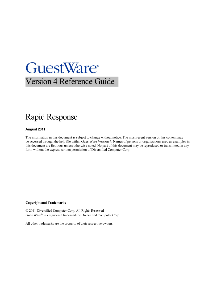 国际联号酒店前厅客房营销礼宾财务运营管理资料 Formatted GW4 Rapid Response Training Reference Guideb.doc_第1页