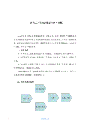 企业新员工培训管理资料 89_新员工入职培训计划(方案模板).doc