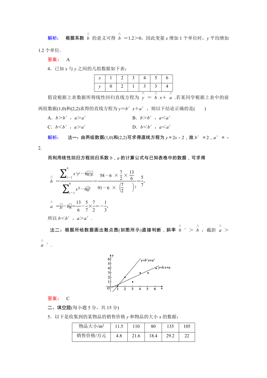 2021_2021学年高中数学第二章统计2.3变量间的相关关系课时作业含解析新人教A版必修.doc_第2页