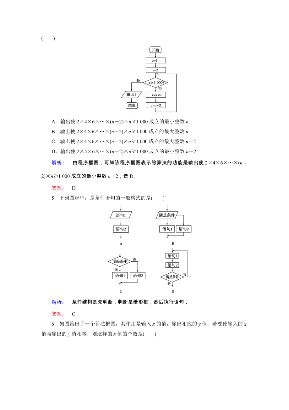 2021_2021学年高中数学第一章算法初步章末复习检测卷课时作业含解析新人教A版必修.doc_第2页