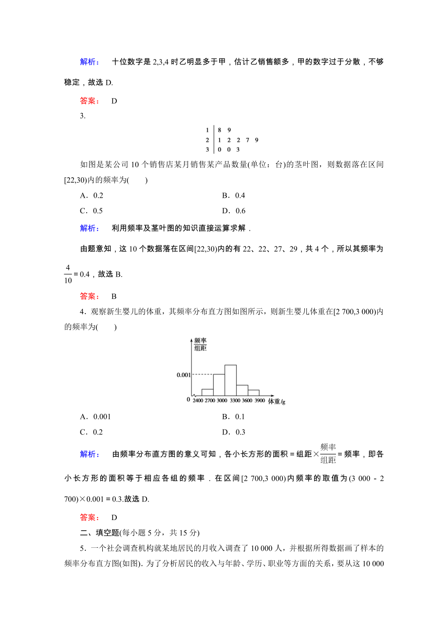 2021_2021学年高中数学第二章统计2.2.1用样本的频率分布估计总体分布课时作业含解析新人教A版必修.doc_第2页