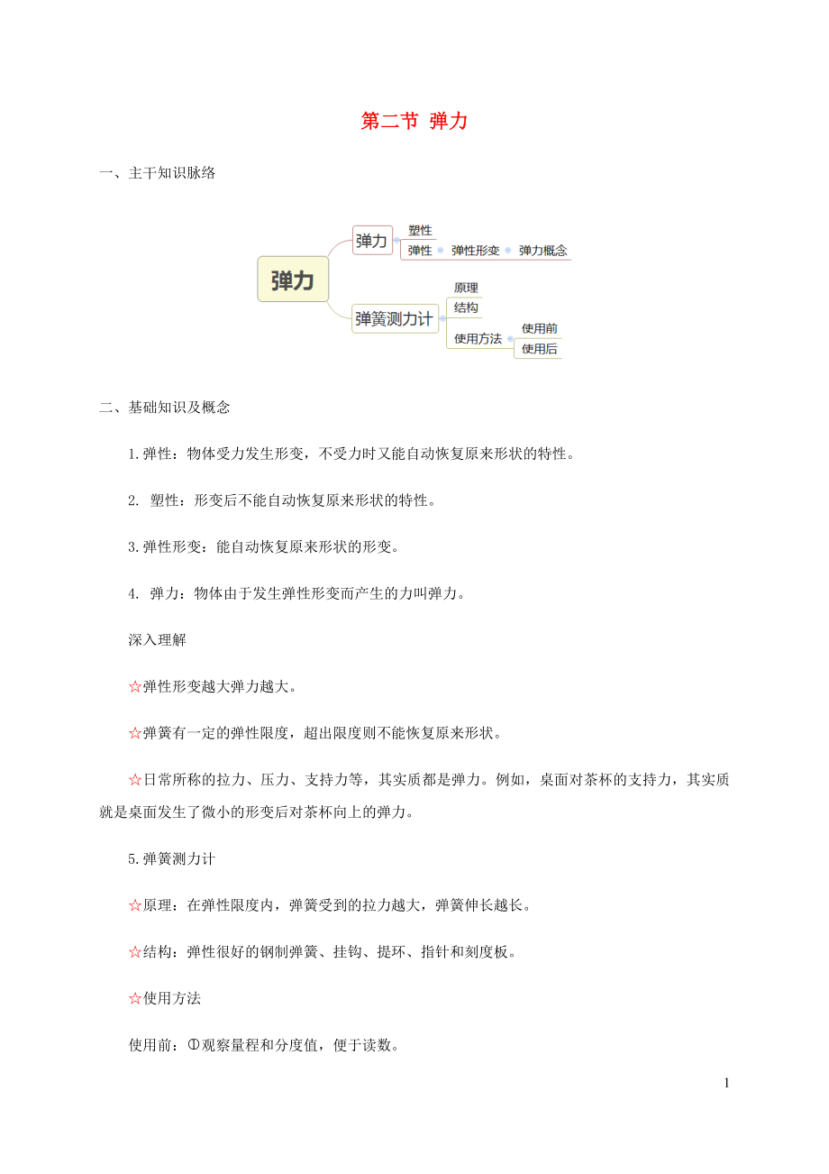 2021_2021学年八年级物理下册7.2弹力复习题新版新人教版.docx_第1页