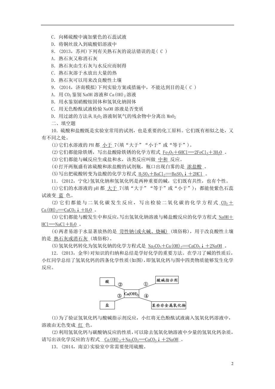 2021届中考化学考点复习第6讲酸和碱测试.doc_第2页