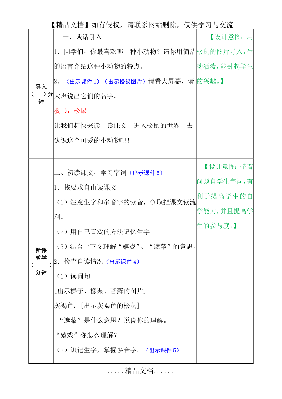 部编版五年级上册 17.松鼠 优质教案.doc_第2页