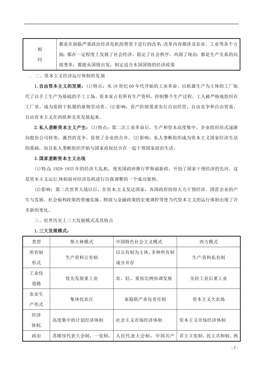 2021届高考历史一轮复习11.21苏联的社会主义建设单元知识整合.doc_第2页