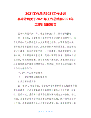 2021工作总结2021工作计划 县审计局关于2021年工作总结和2021年 工作计划的报告.doc