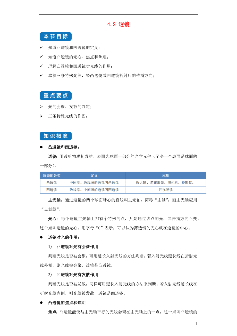 2021_2021学年八年级物理上册4.2透镜考点突破与同步练习含解析新版苏科版.docx_第1页