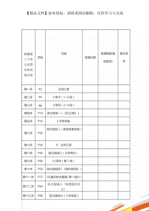 部编版三下语文必背内容及闯关表.doc