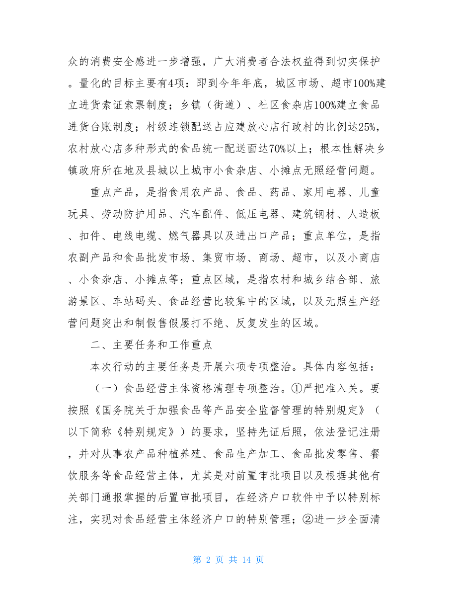 整治的措施方案 全县流通领域食品质量安全专项整治行动方案 .doc_第2页