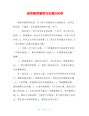 初中新学期学习计划500字.doc