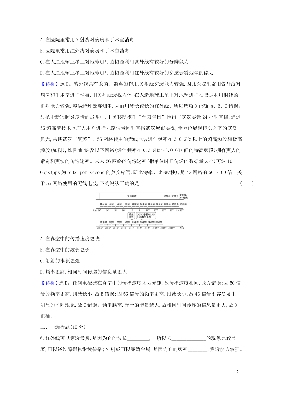 2021_2021学年新教材高中物理第四章电磁振荡与电磁波4电磁波谱检测含解析新人教版选择性必修.doc_第2页