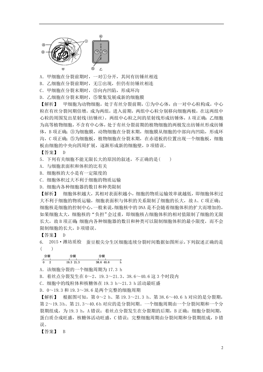 2021_2021高中生物6.1细胞的增殖课后作业新人教版必修1.DOC_第2页