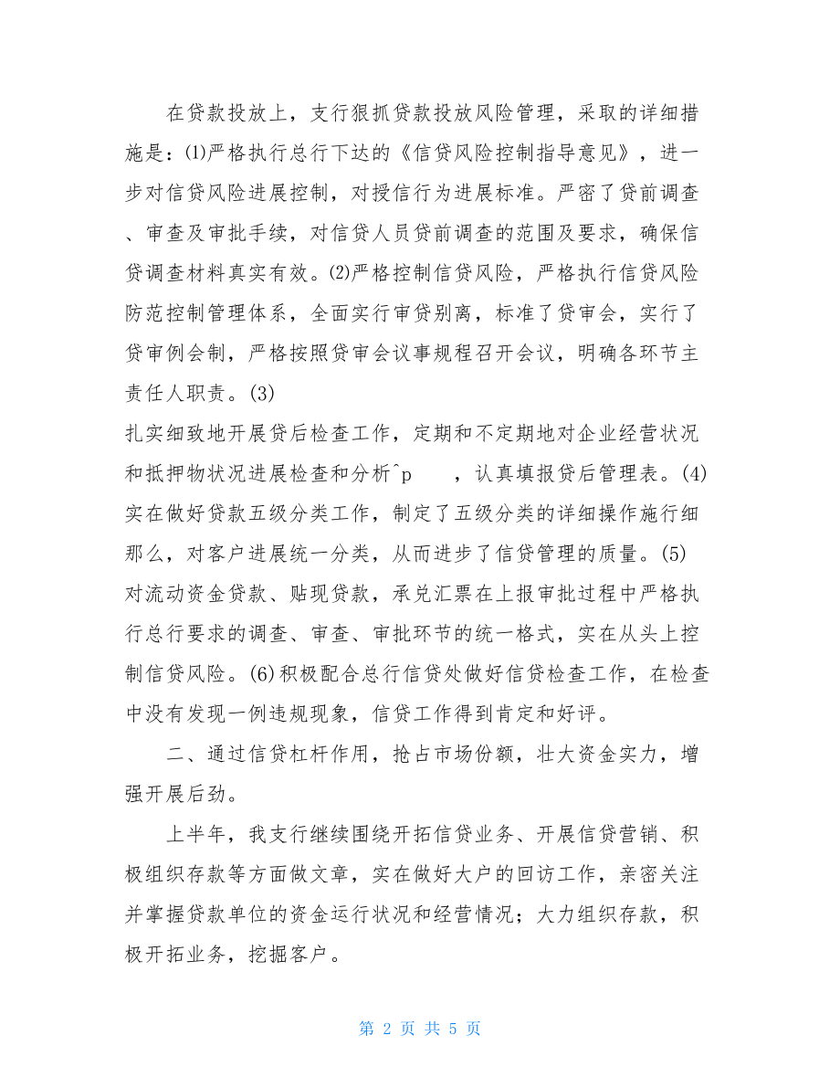 银行信贷个人总结银行信贷工作总结.doc_第2页