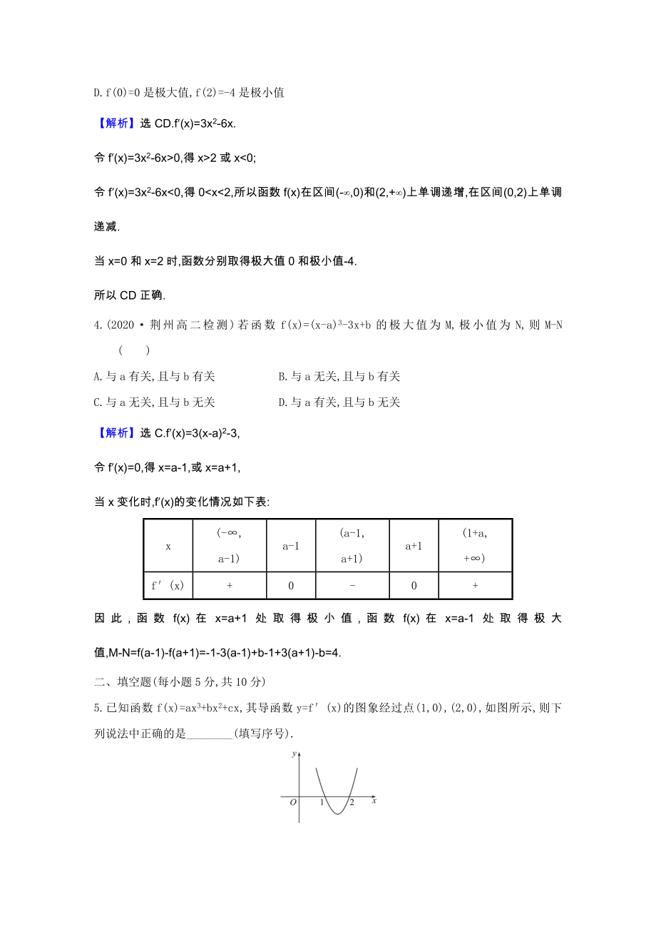 2021_2021学年新教材高中数学第六章导数及其应用6.2.2.1函数的导数与极值课时素养评价含解析新人教B版选择性必修第三册.doc_第2页