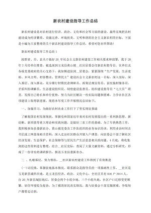 新农村建设指导工作总结.docx