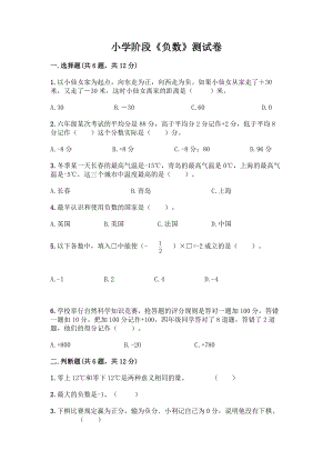 小学阶段《负数》测试卷精品(突破训练).docx