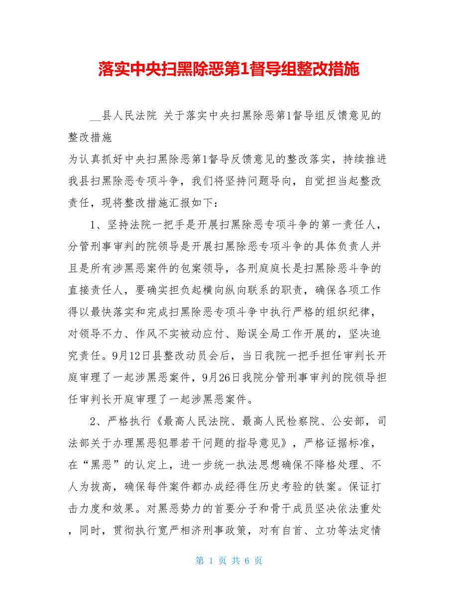 落实中央扫黑除恶第1督导组整改措施.doc_第1页