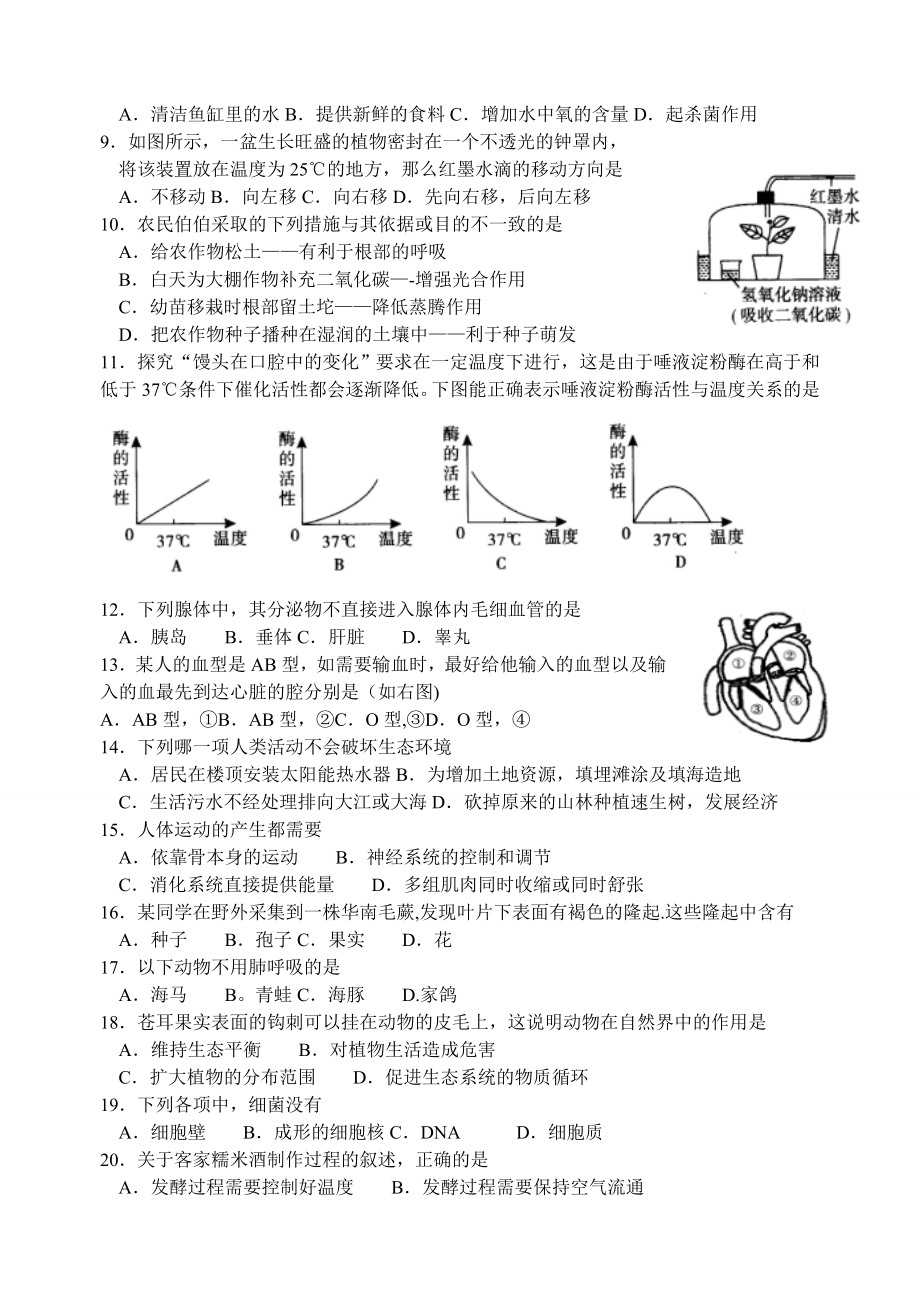 2013年广东省初中毕业生学业考试(生物试卷).doc_第2页