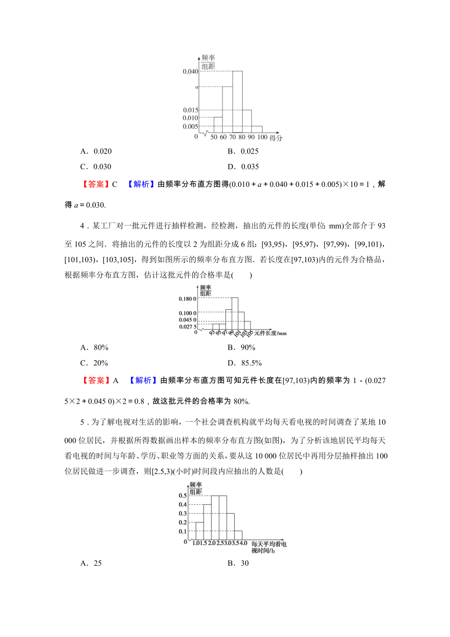 2021_2021学年新教材高中数学第九章统计9.2.19.2.2总体取值规律的估计总体百分位数的估计练习含解析新人教A版必修第二册.doc_第2页