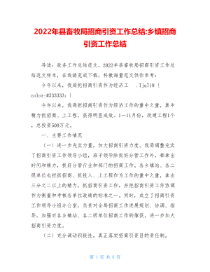 2022年县畜牧局招商引资工作总结乡镇招商引资工作总结.doc