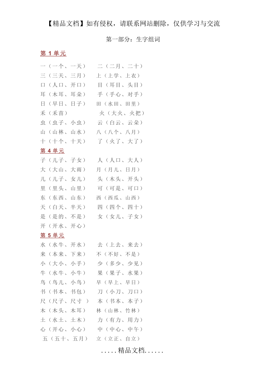 部编版一年级语文上学期复习资料晨读版.doc_第2页