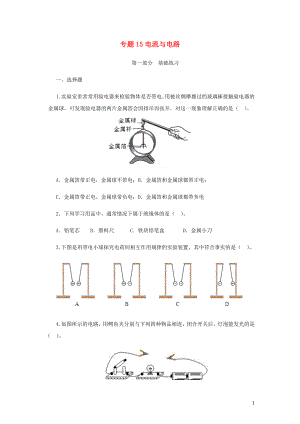 2021_2021学年九年级物理寒假辅导讲义与练习专题15电流与电路练习含解析.docx