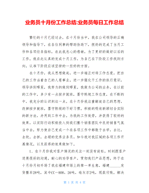 业务员十月份工作总结业务员每日工作总结.doc